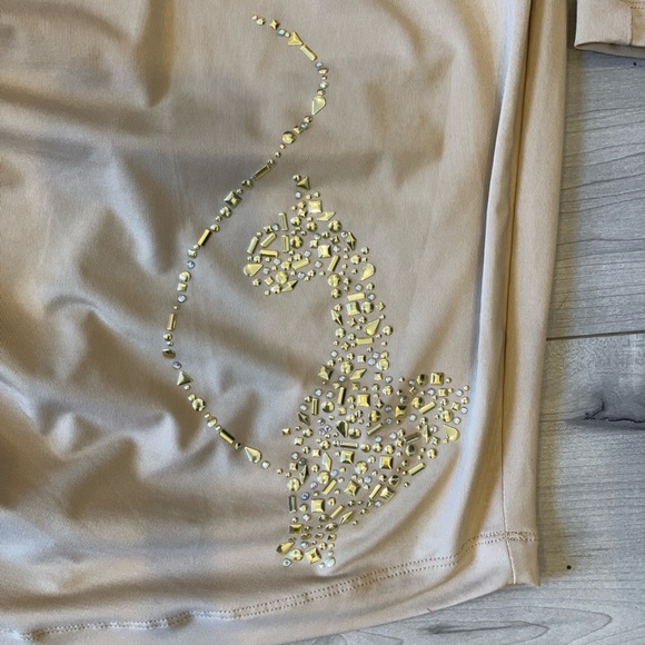 Vintage Iconic Baby Phat Beige Dress with Gold cat in size small - Picture 9 of 11